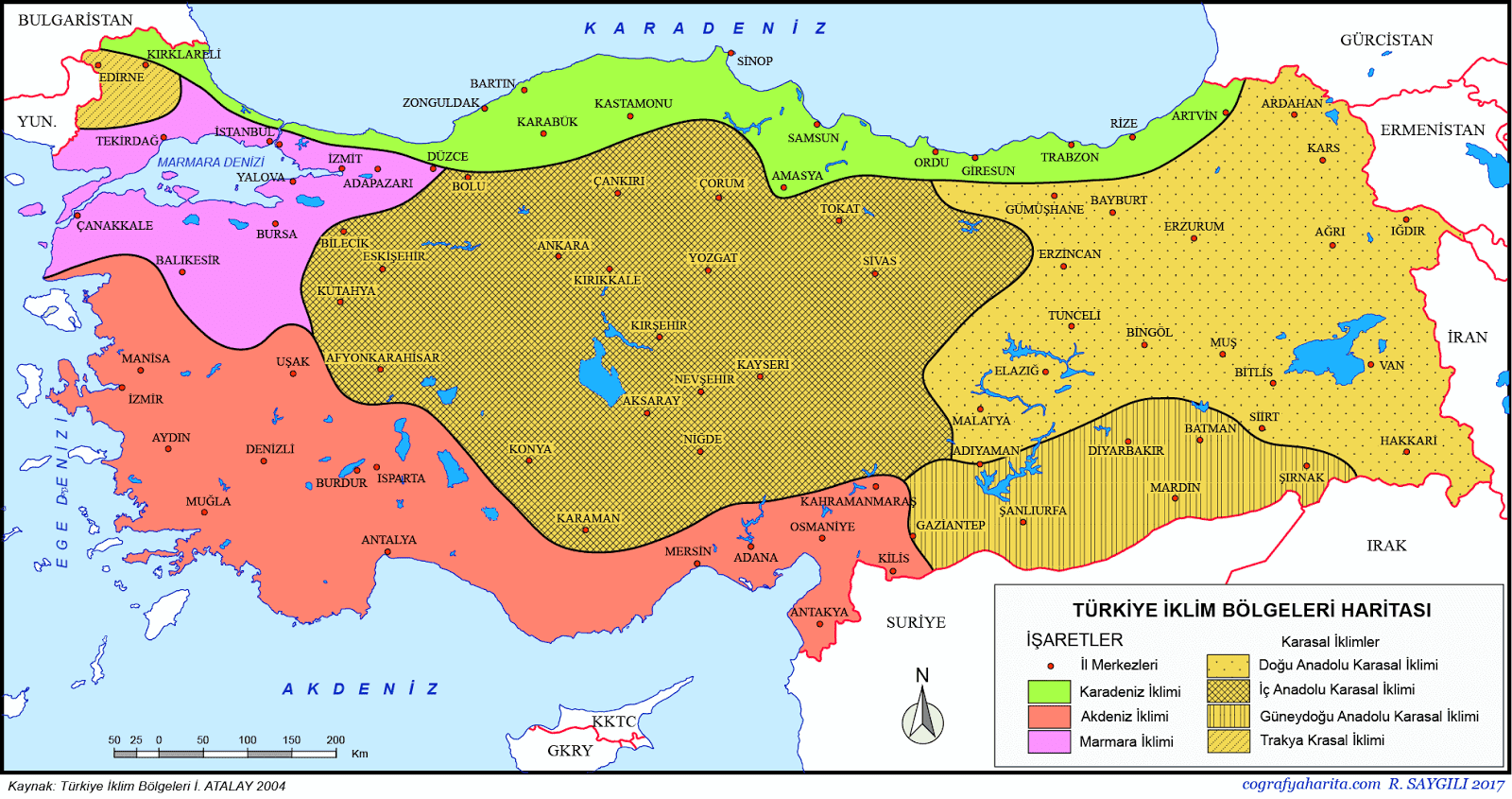 Türkiyenin İklim Tipleri Haritası