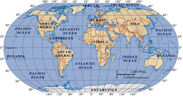 Dünya haritası ve denizler
