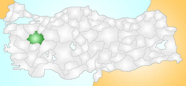 Türkiye haritası üzerinde Kütahya