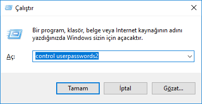 Windows 10 açılış şifresini kaldırma