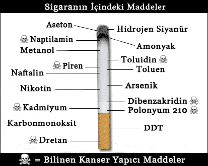 Sigaranın içindeki zararlı maddeler