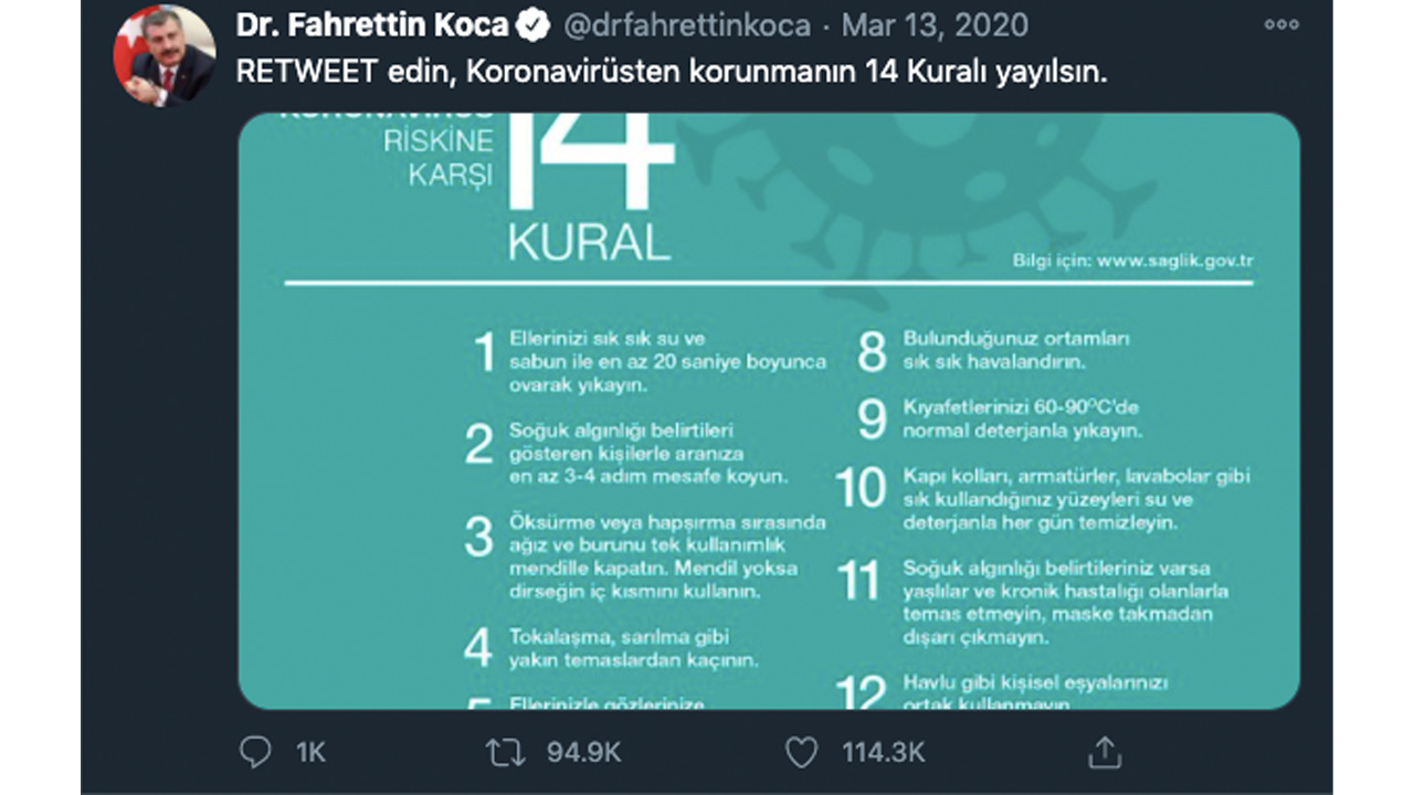 Fahrettin Koca tweet